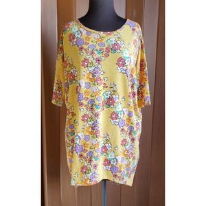 LuLaRoe size XS yellow and multicolored floral print knit top
